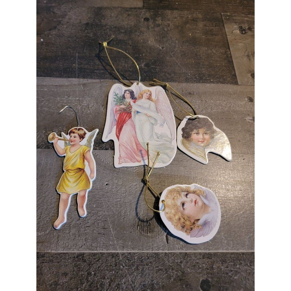 Angel kid Wooden Trumpet ornament xmas set